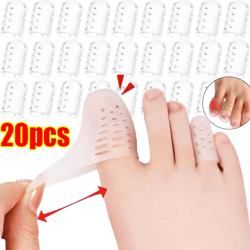 5/20pcs Silicone Toe Protector Cover Women Anti-Friction Elasticity Gel Little Toe Separators Caps Tube Breathable Foot Care