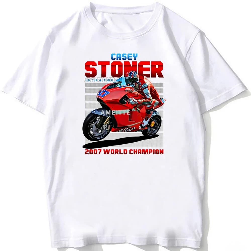 Casey Stoner 27 2007 GP Legend Riding T-Shirt Men Short Sleeve Hip Hop Boy Casual White Tops Man Motorcycle Adventure Rider Tees