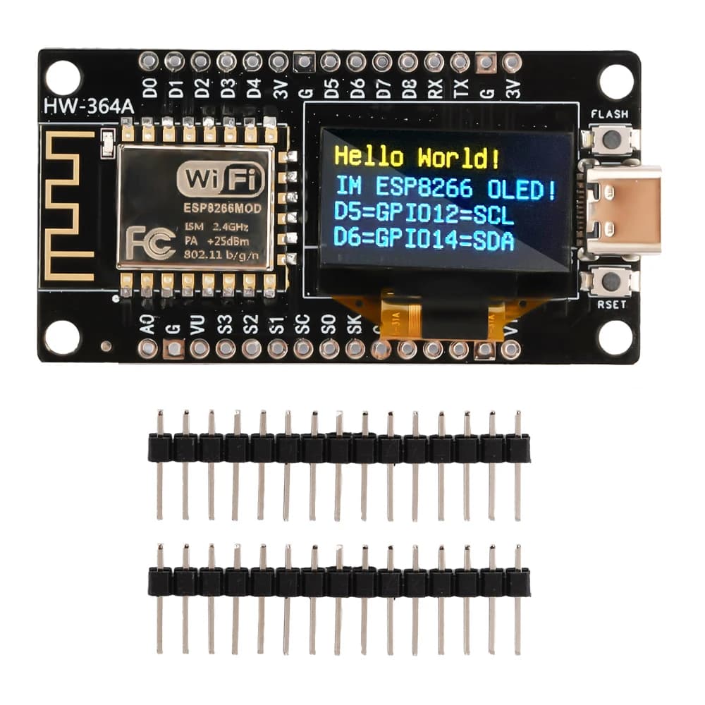 ESP-12F Nodemcu ESP8266 WiFi Development Board Module with 0.96-inch OLED Screen CH340 TYPE-C USB Suitable for Arduino/Microthon