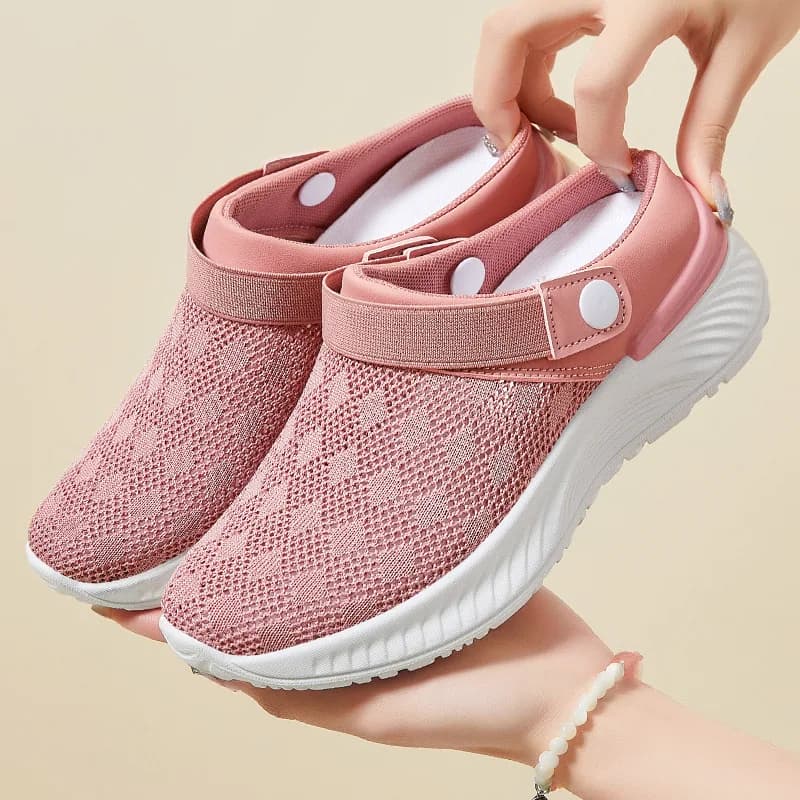 2024 summer new women's shoes fashion casual breathable mesh slippers shoes a slip-on half support shoes women's shoes