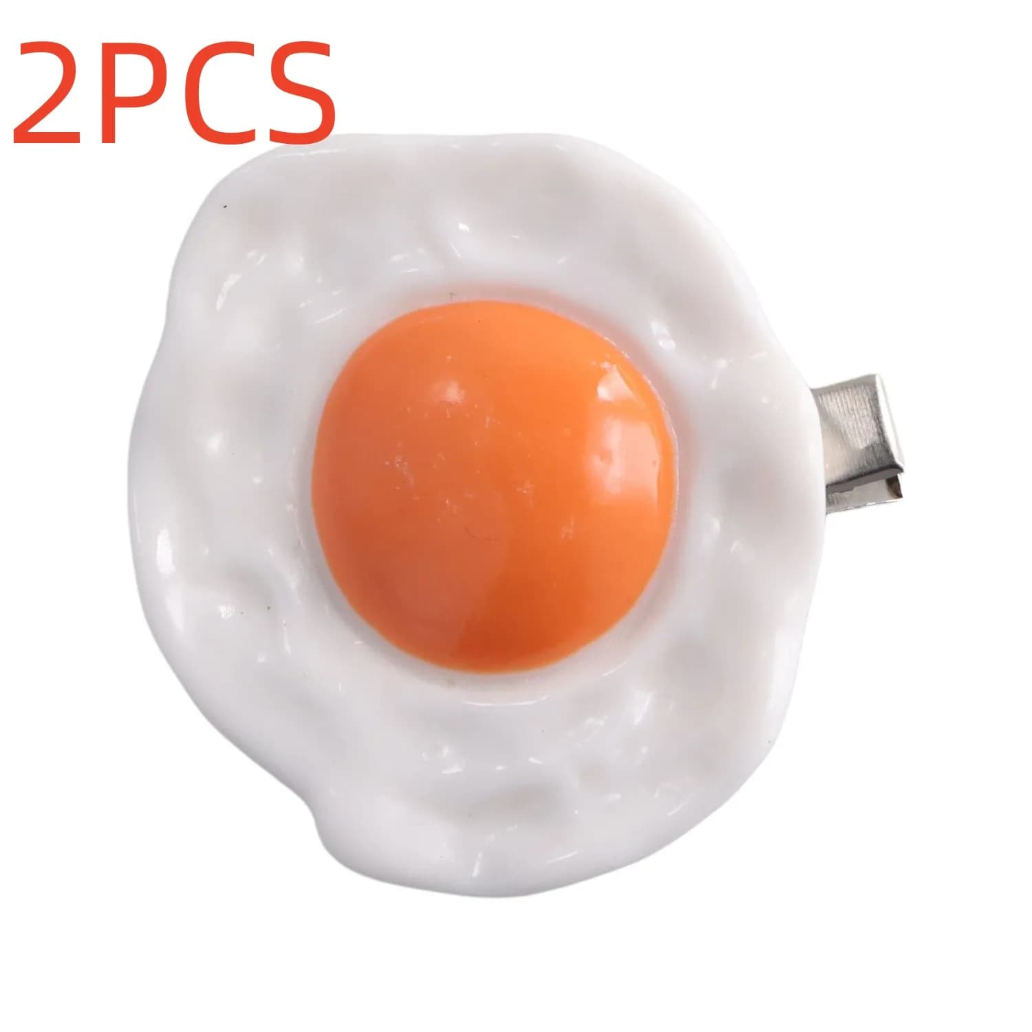 2 PCS Funny Emulation Poached Egg Food Plastic Hairpins Fried Egg Wacky Barrette Girlfriend Hair Accessory Jewelry