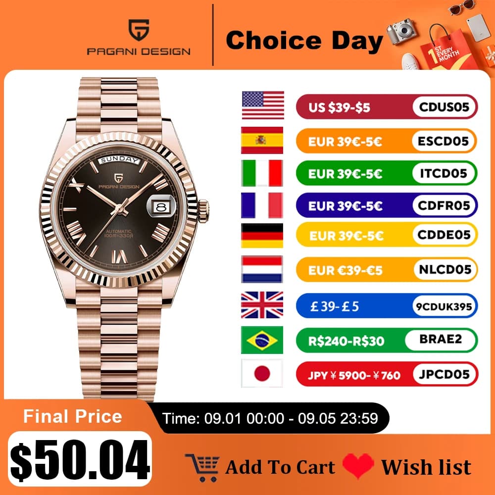 2025 New PAGANI DESIGN DD36 Mens Mechanical Watches Gold Luxury Automatic Watch For Men AR Sapphire Mirror Waterproof Gift Clock