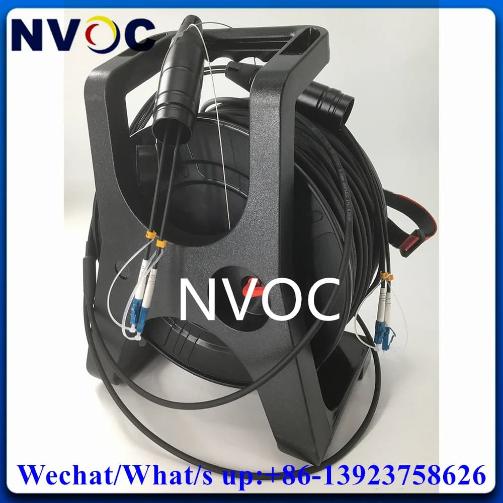 2Cores 200M  SM G657A1,Big Diameter 5.0mm Duplex TPU Black Cable,2C PDLC/ST/FC/SC/UPC Armored Fiber Patch Cord with Reel PCD310