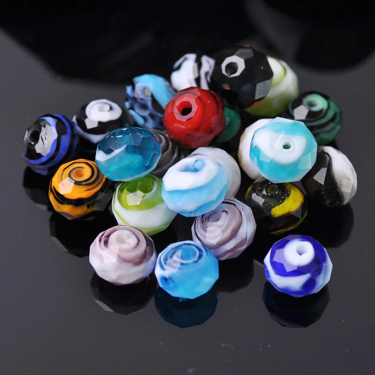 10pcs 12mm Rondelle Faceted Opaque Lampwork Glass Loose Spacer Beads For Jewelry Making DIY Crafts Findings