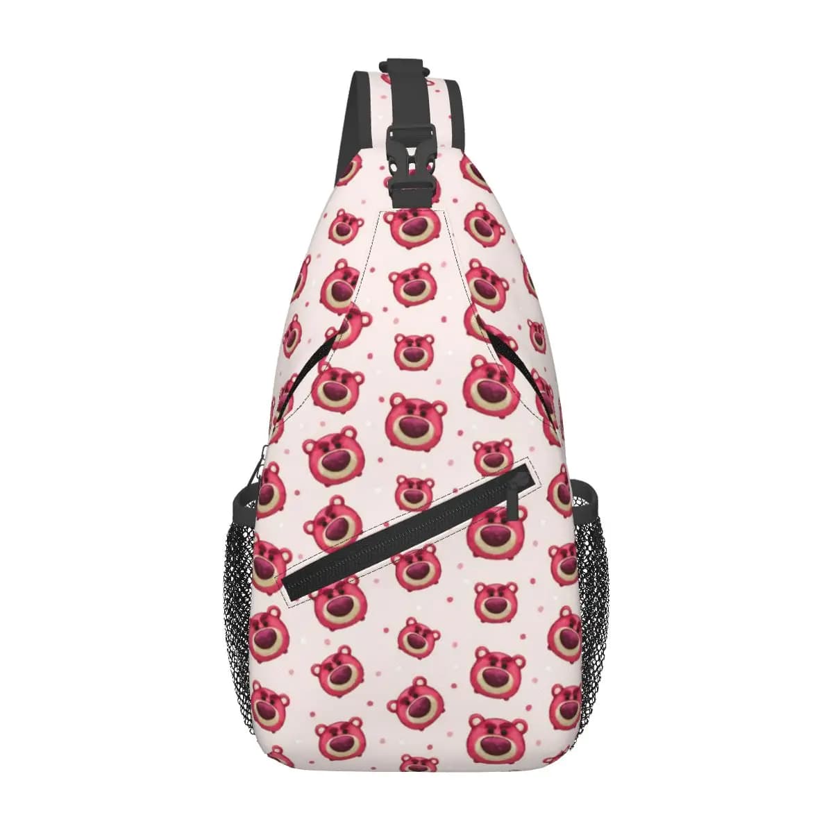 Custom Lotsos Huggin Bear Head Pattern Shoulder Crossbody Chest Backpack Shoulder Chest Bags Sling Bag for Traveling Hiking Bags