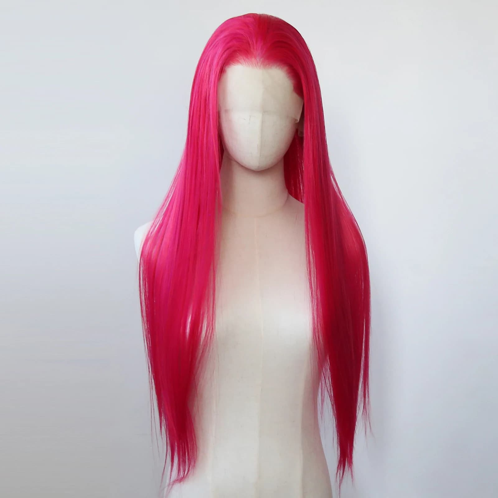 Hot Rose Pink Synthetic Lace Front Wig Long Straight Lace Front Synthetic Wig Pre Plucked Heat Resistant Hair Daily Wear Cosplay