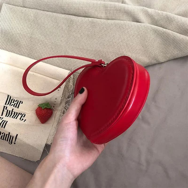 JIOMAY Kawaii Wallet for Girls Designer Purses for Women Wedding Card Mini PU Leather Heart Bag Wholesale Cute Coin Clutch