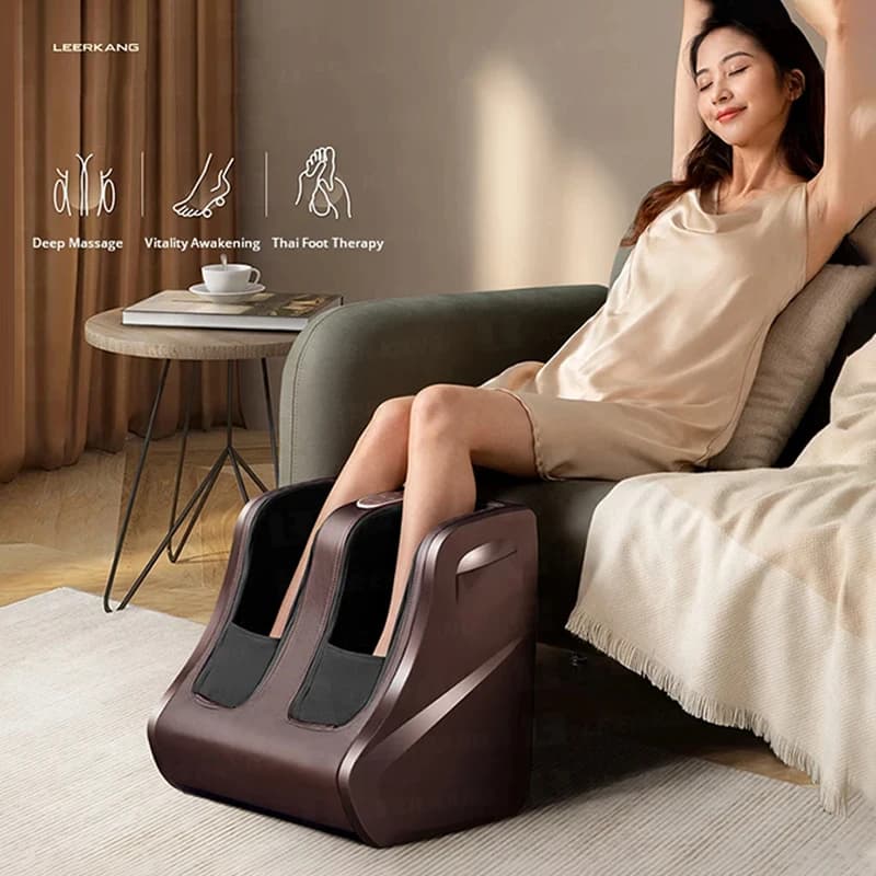 Electric Foot Calf Massager Machine Air Compression Rolling Heat Vibrate Kneading Leg Relaxing Massager Fits For Euro Size 47
