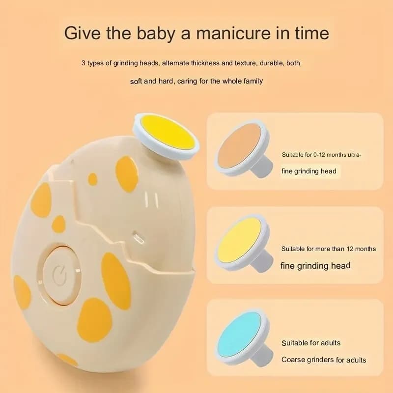 Electric Baby Newborn Nail Trimmer Safety Nail Clippers Set with 3 Grinding Heads Trimming And Polishing Grooming Kit for Infant