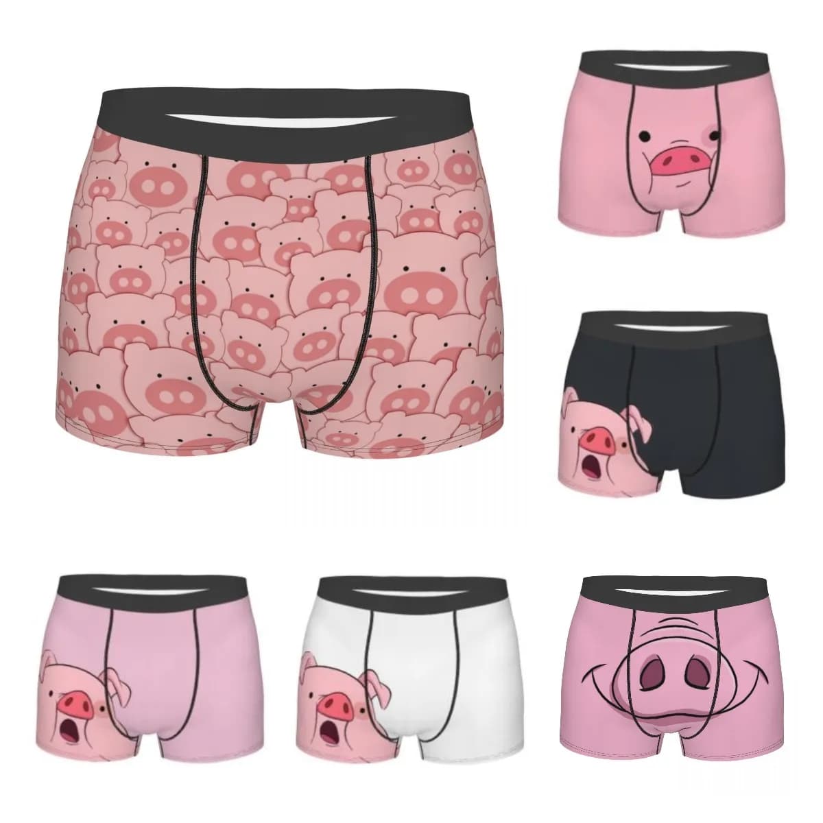 Mens Pink Piggy Pig Boxer Shorts Panties Breathable Underwear Animals Lover Homme Humor Plus Size Underpants Polyester Print