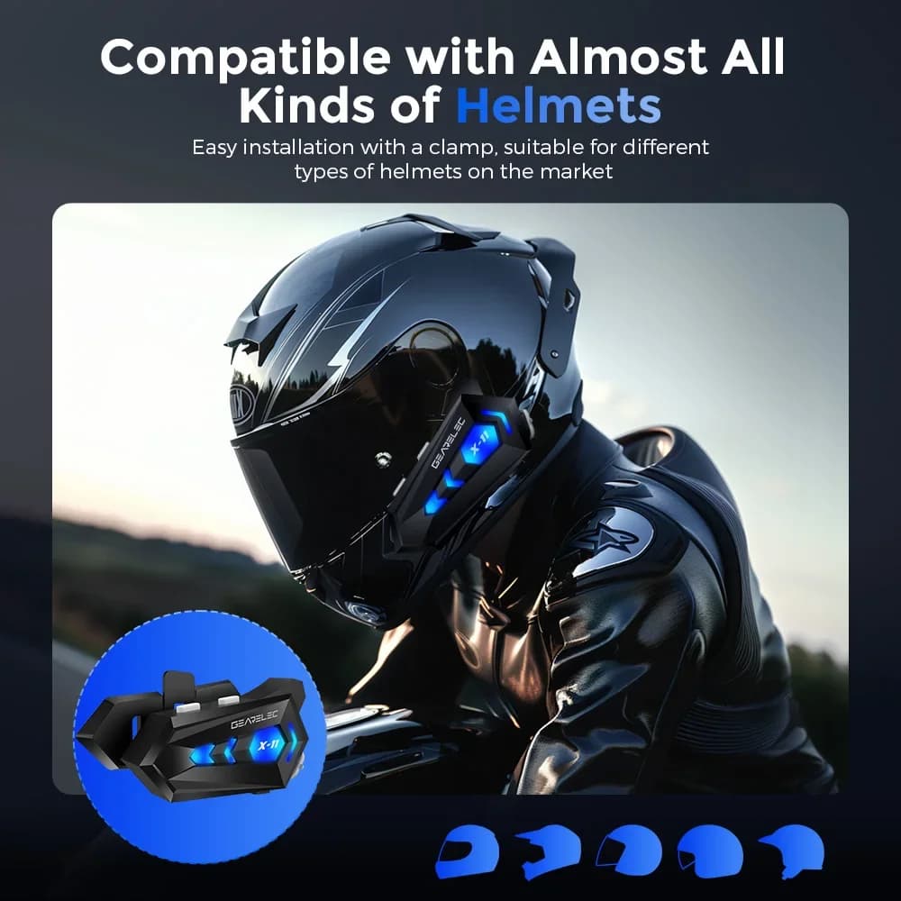 GEARELEC Earphones Earp Motorcycle Helmet Headset Bluetooth Waterproof  Speaker Earphone Tri-Color Ambient Light Communicatio