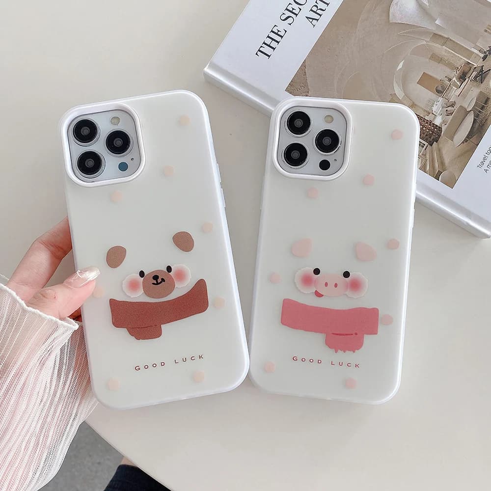 Cute Animal Phone Case For iPhone 15 Pro Max 14 13 Pro Max Soft Back Cover 12 15 14 Pro Shockproof Anti-slip Protective Bumper