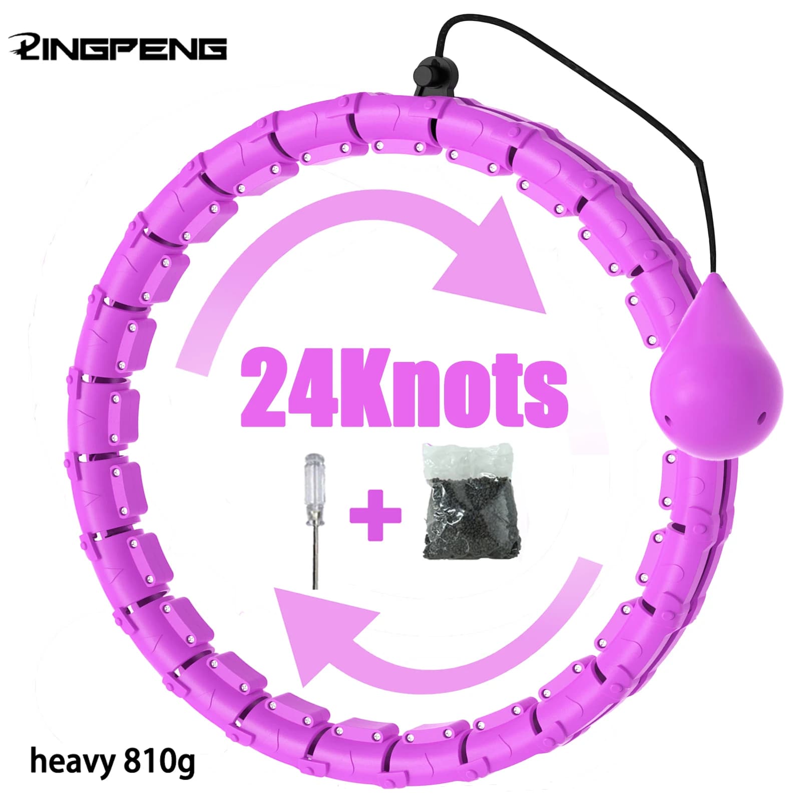 Weighted Fitness Circle Hoops for Adults Weight Loss Plus Size for Adults Smart Exercise 2 in 1 Adjustable with Detachable Knots
