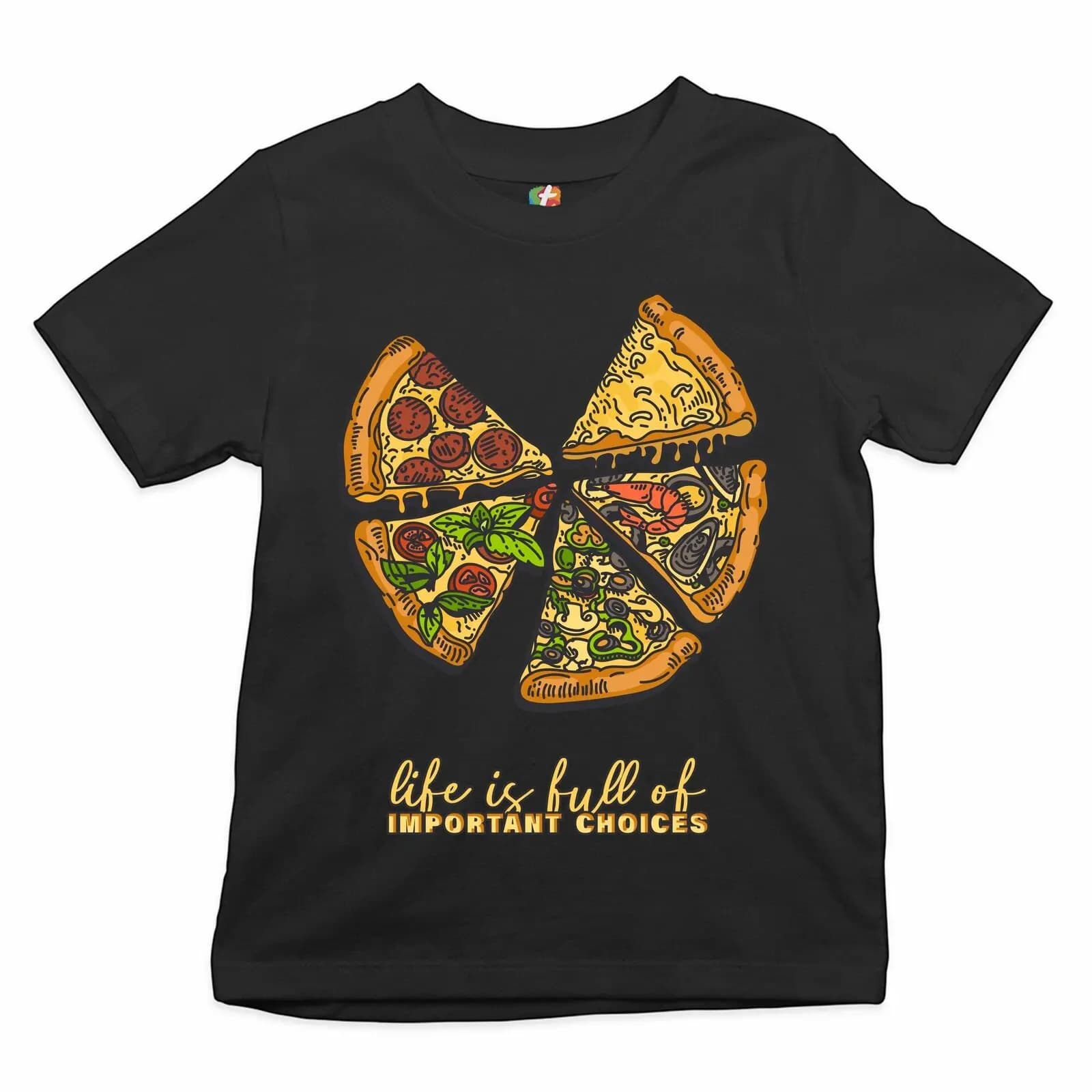 Life Is Full of Important Choices Funny Pepperoni Pizza T-Shirt 100% Cotton O-Neck Short Sleeve Casual Mens T-shirt Size S-3XL
