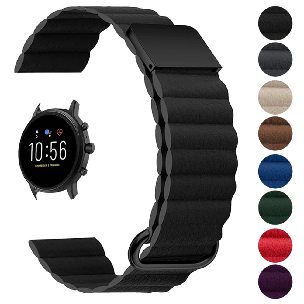 Watchband for Fossil Gen 6 44mm Gen6/gen 5 5e 44mm/Gen5 LTE 45mm Smartwatch Leather+stainless Steel Magnetic Band Bracelet Strap