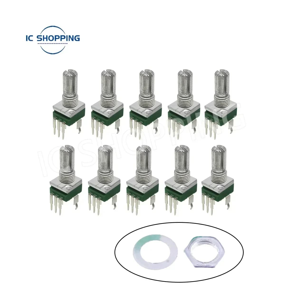 10PCS RK097 precision potentiometer vertical single link shank length 15mm gearless 3-pin B2K B5K B10K B20K B50K B100K B500K B1M