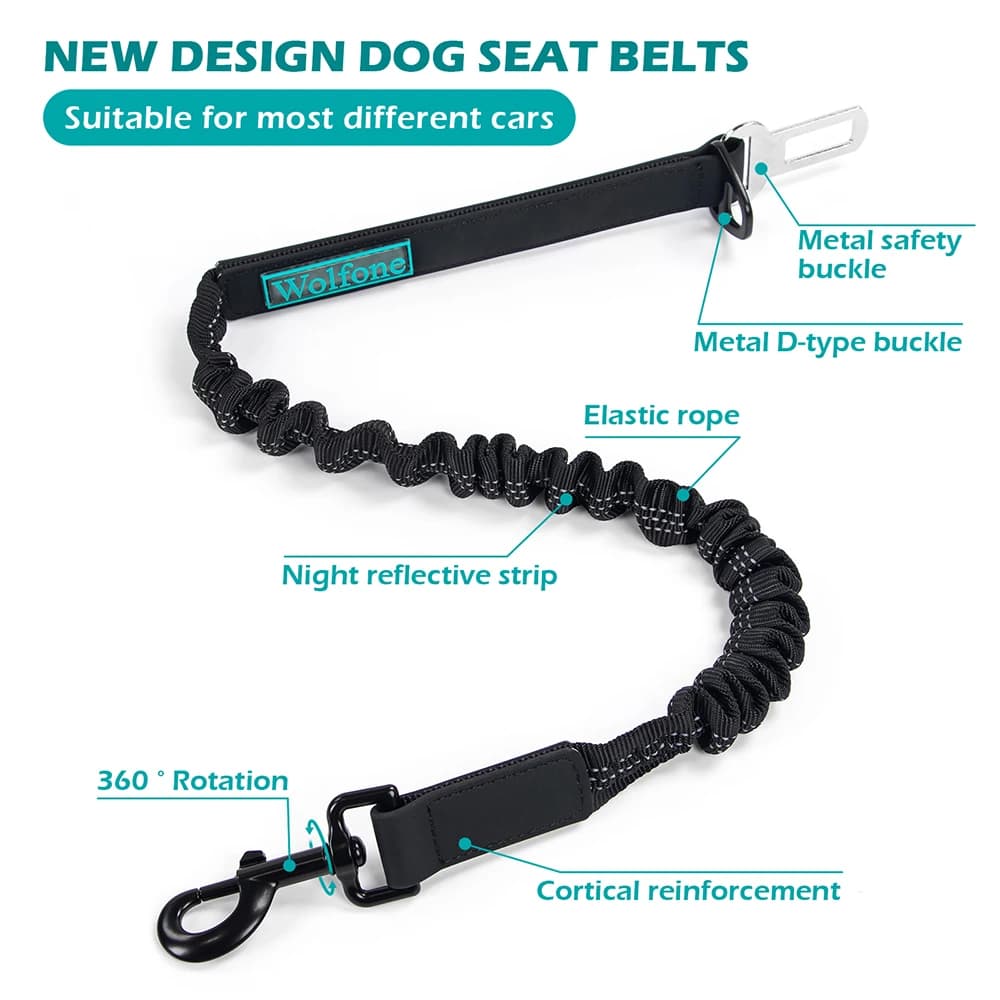 Retractable Dog Car Leash Seat Belt Safety Protector Dog Car Reflective Seat Belt Pets Accessories Breakaway Extension Cord