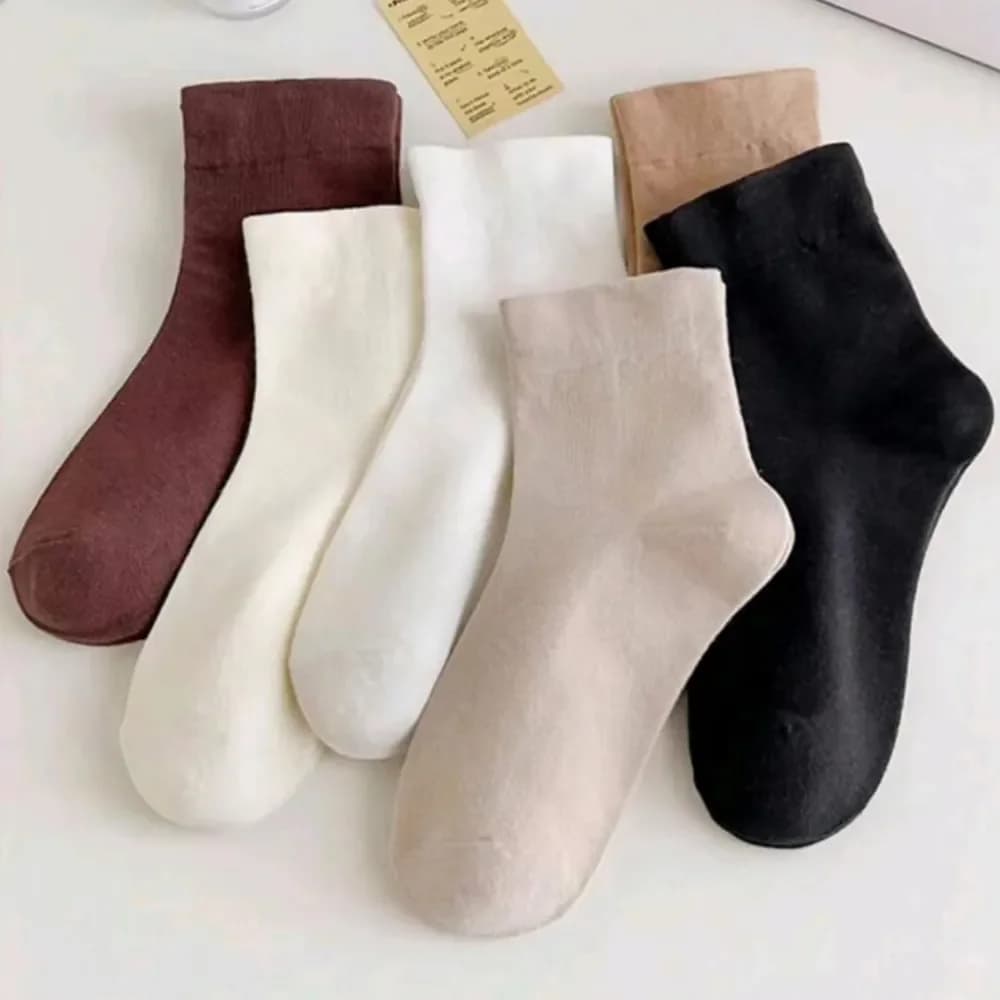 5 Pairs Women's Round Neck Socks High Quality Autumn Japanese Breathable Fashion Casual Socks Women Soft Boneless Mid Tube Socks