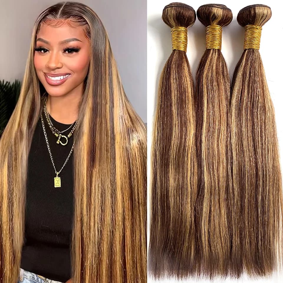 100% Vietnam Human Hair Straight Bundles Highlight Color Bundles Virgin Raw Weave Color for Women 1/2/3/4 Bulk Hair Extension