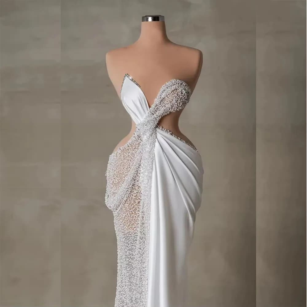 Chic Strapless Evening Dresses Pleat Sleeveless Chapel Train Gowns Special Occasion Women Guest Prom Dress Vestidos 2025