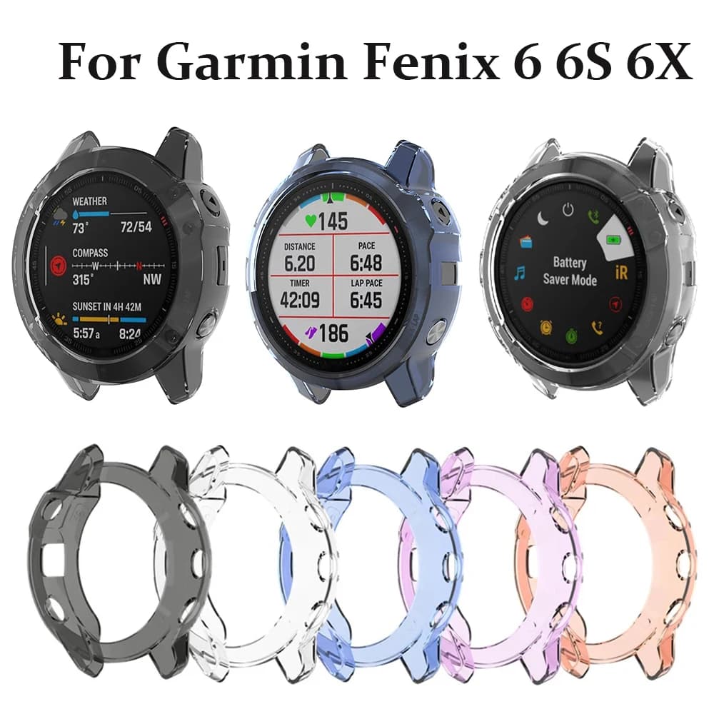 Soft TPU Protector Case Cover For Garmin Fenix 6 6S 6X Smart Watch Clear Protective Frame For Garmin Fenix 6 Pro/6S Pro/6X Pro