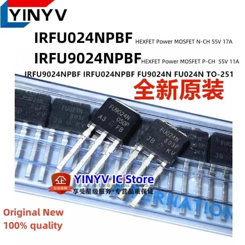 Free shipping 20Pcs IRFU024NPBF FU024N IRFU024N IRFU9024NPBF FU9024N IRFU9024N TO-251 HEXFET Power MOSFET New 100% quality