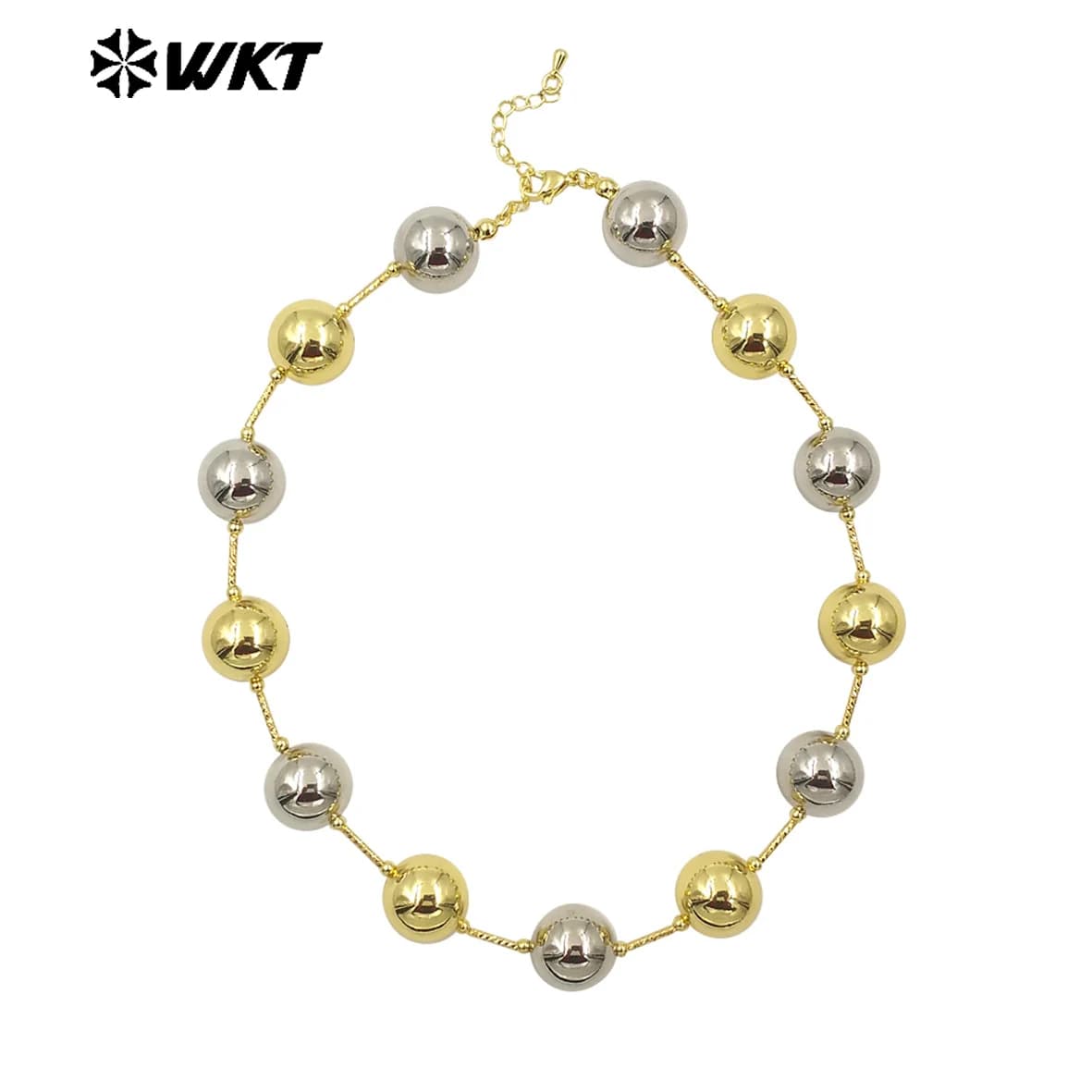 WT-JFN07 Dignified And Elegant 18k Gold & Silver Beads Spaced 40cm For Women's Cocktail Party Jewelry Necklace