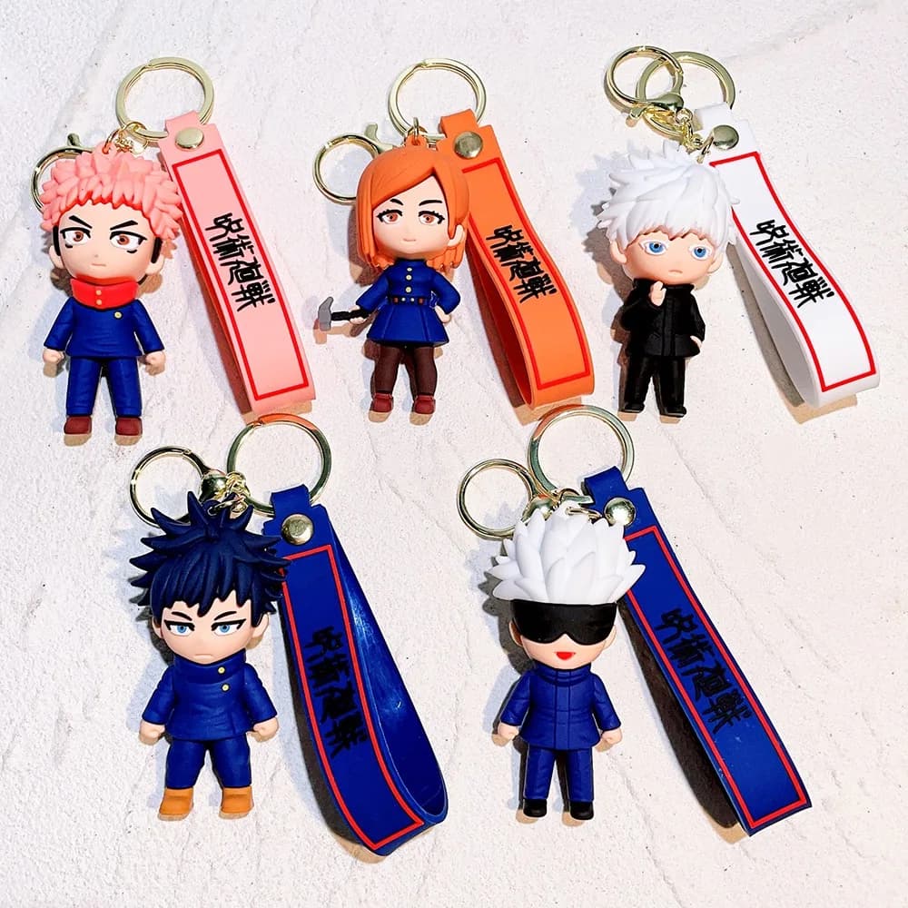 Jujutsu Kaisen Anime Action Figure Cute Keychain Gojo Satoru Kawaii Doll Cosplay Keyrings For Bag Pendant Key Holder Accessories