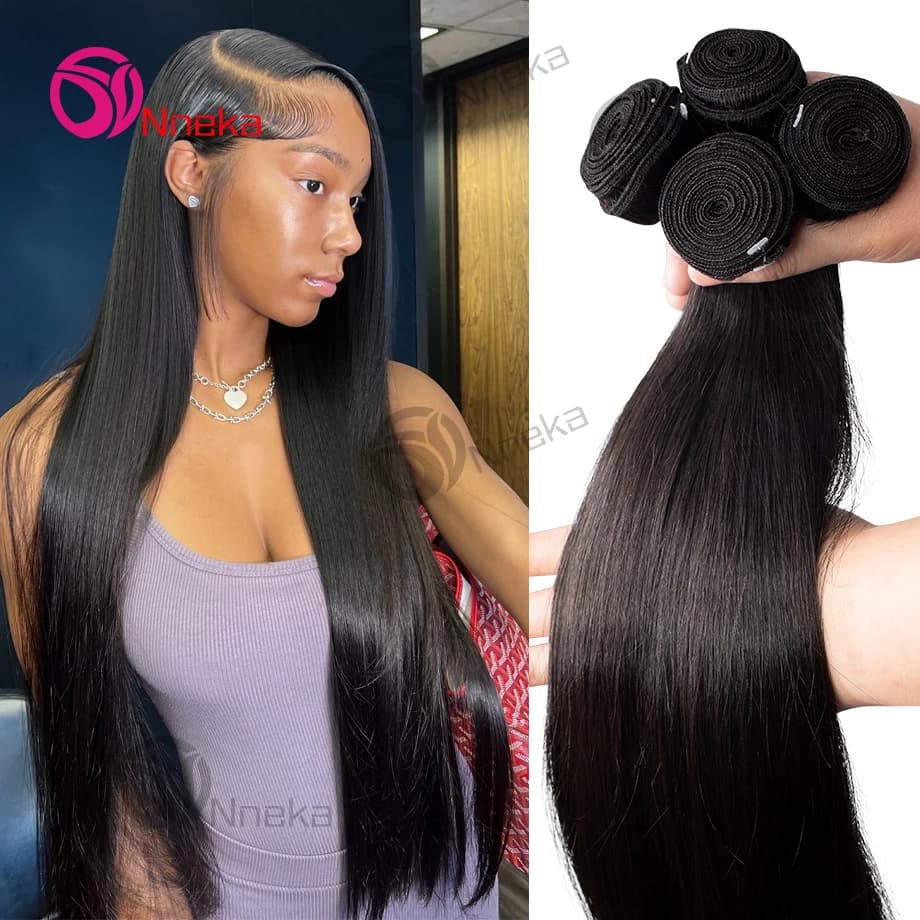 Straight Human Hair Bundles Raw Hair Bundles 100% Human Hair Natural Brazilian Human Hair Extensions For Black Women 1/3/4 Pcs