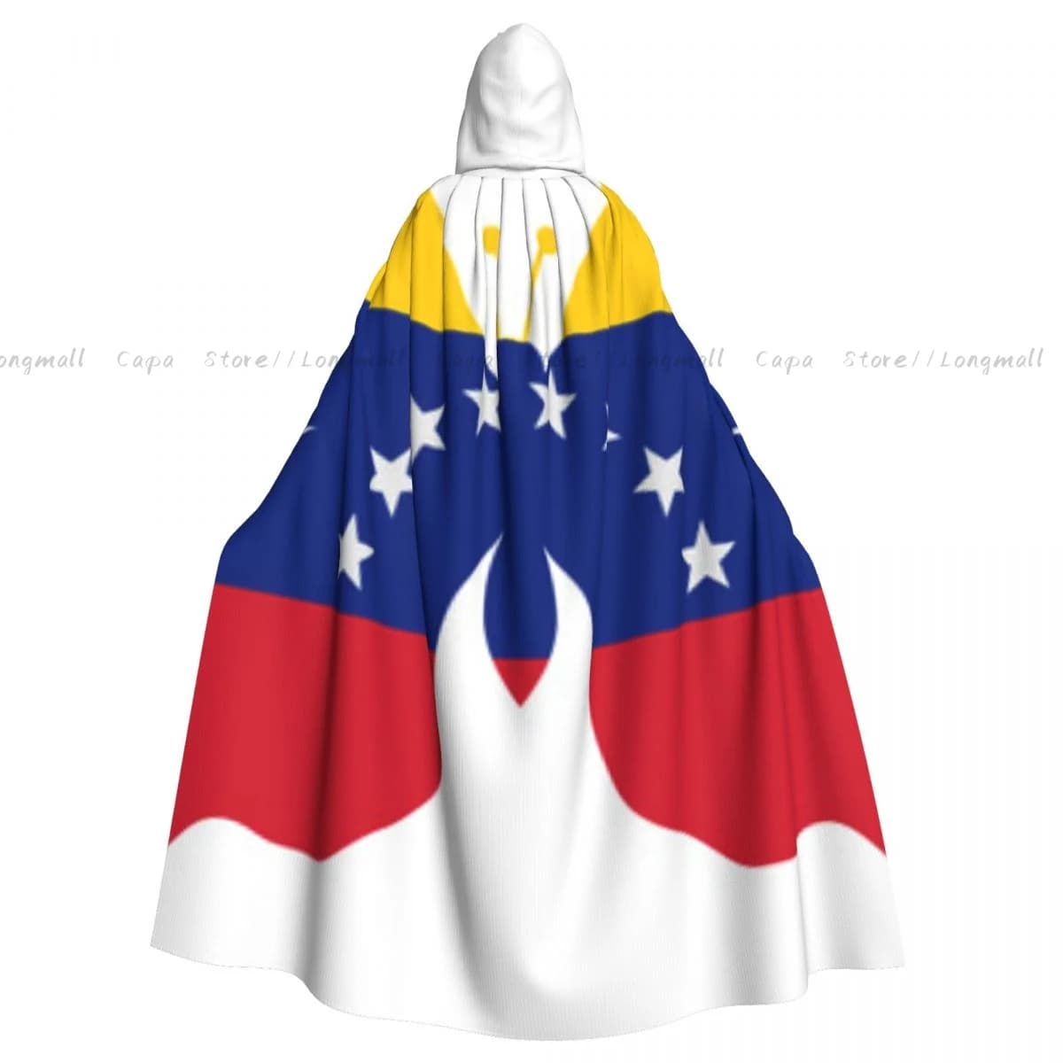 Adult Vampire Cape Hooded Robe Venezuela Flag Butterfly Print Halloween Cloak Full Length Cosplay