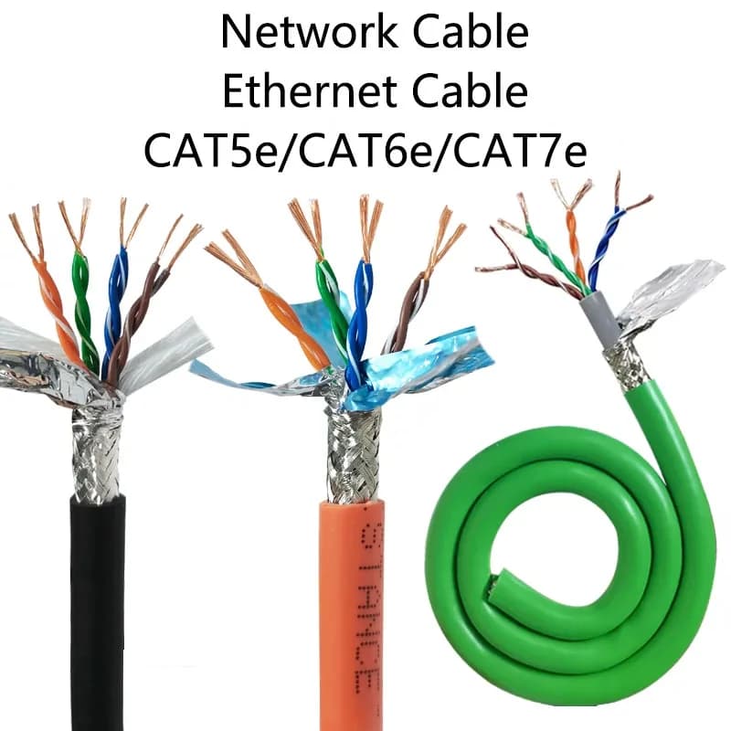 5 10 15Meter CAT5e CAT6e CAT7e Flexible Network Cable Industrial Ethernet Cable 4C 8C Twisted Pair Shielded Signal Wire PUR/PVC