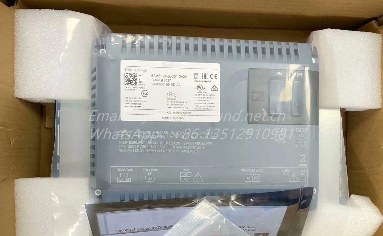 6AV2124-0JC01-0AX0 , SIMATIC HMI TP900 Comfort, Comfort Panel, touch operation, 9" widescreen TFT display