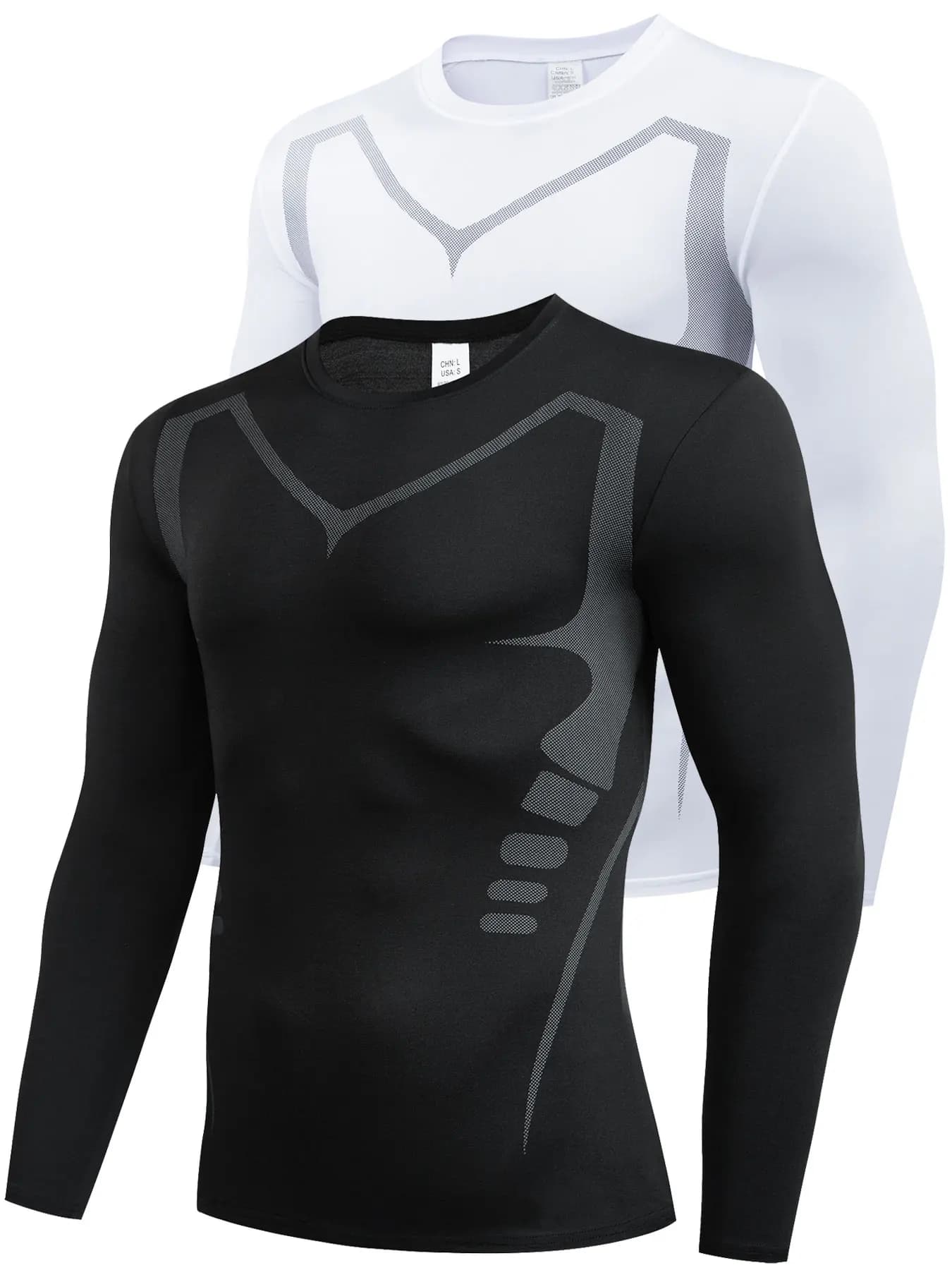 Breathable Compression Long Sleeve Sports Shirt for Men - Quick Drying Crew Neck Athletic Wear for Basketball,  Running，Fitness