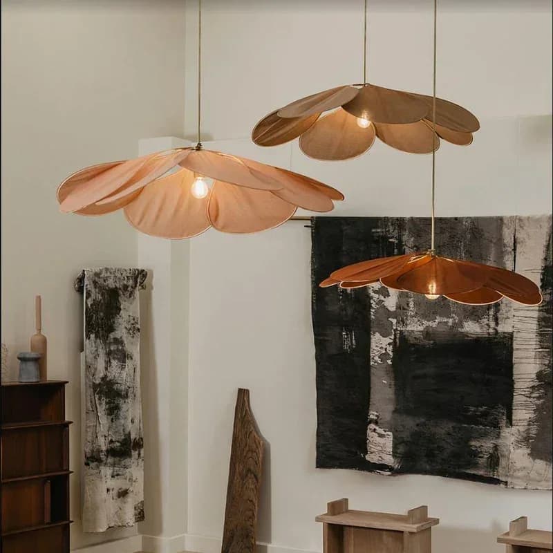 Art Flower Pendant Light Fabric Chandelier Dining Room Bedroom Ceiling Pendant Lamp Cafe Bar Indoor Lighting Petal Pendant Light