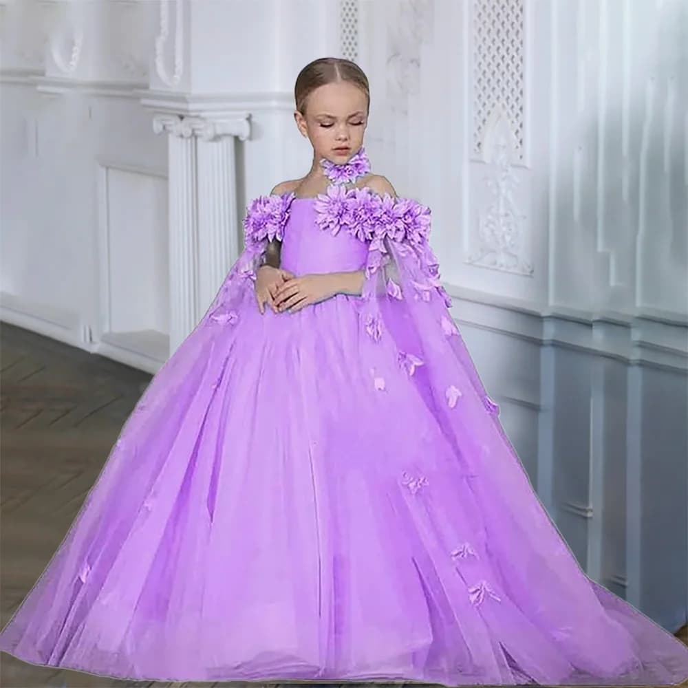 Teen Girls Wedding Bridesmaid Prom Gown Fluffy Party Dress For Kids Girl Flower Long Birthday Dresses Children Fashion Costumes