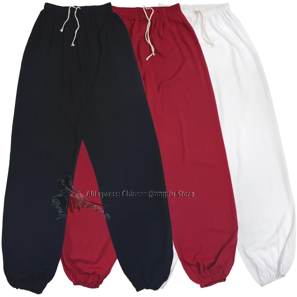Men's Women's Cotton Kung fu Pants Martial arts Wing Chun Tai Chi Trousers Gongfu Uniforms
