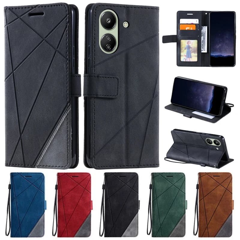 Redmi 13C Case on For Coque Xiaomi Redmi 13C Cover Luxury Flip Wallet Leather Cases for Funda Xiomi Xiaomi Redmi13C Phone Case