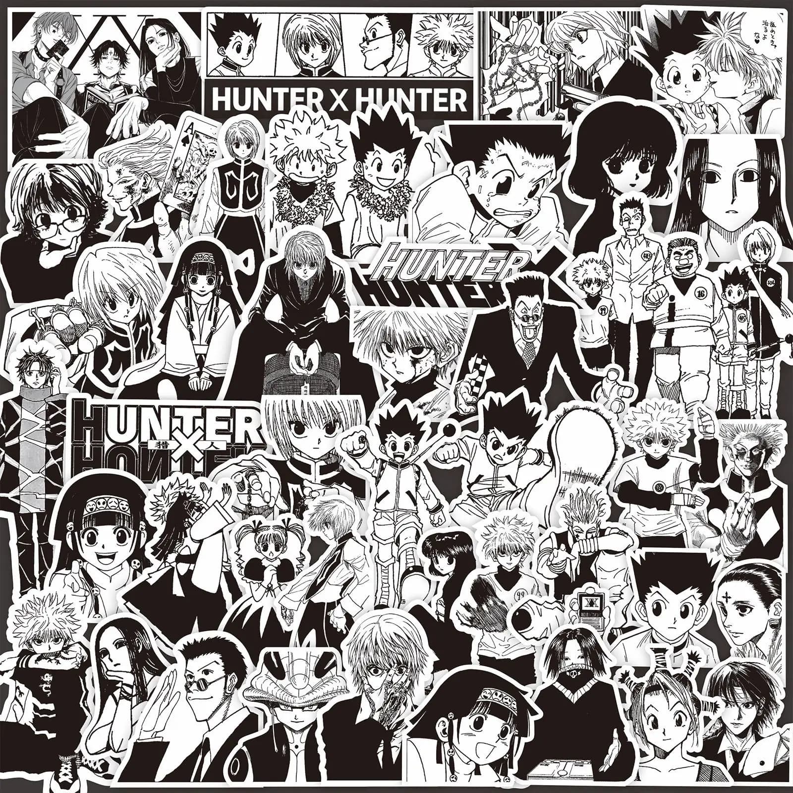 70PCS Black and White Anime Hunter×Hunter Stickers Cool Decals for Phone Suitcase Notebook Kids DIY Graffiti Sticker Toys Gift