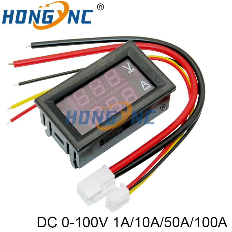 DC 0-100V 1A 10A 50A 100A Digital Voltmeter Ammeter Dual Display Voltage Detector Current Meter Panel Amp Volt Gauge Red Blue