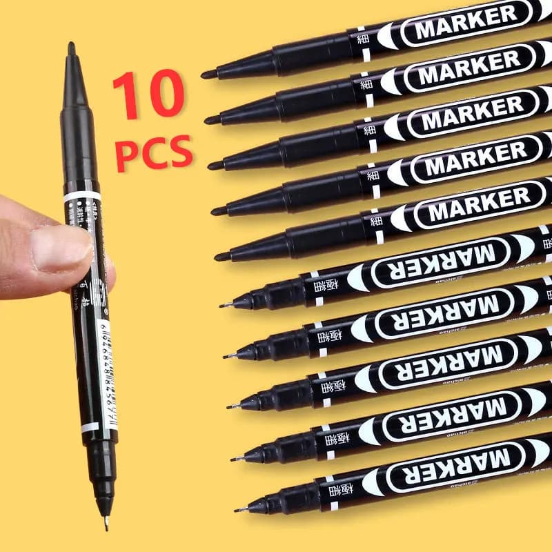 10 PCS Permanent Markers Pens Manga Waterproof Double Sided Colored Oily Ink Sketch Painting Art School Supplies Stationery