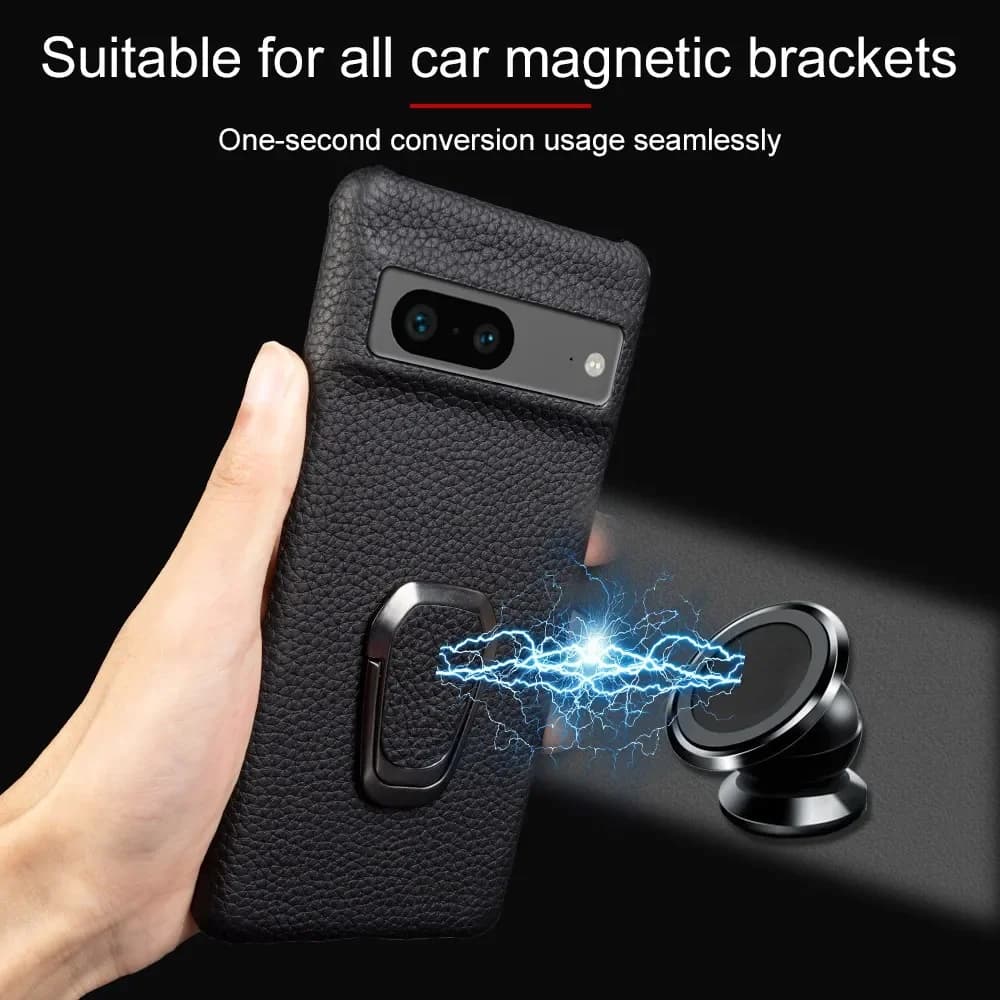 Funda Pixel 8 Pro Case Genuine Leather Cases For Google Pixel 7Pro 6A Cover Magnetic Car Holder Phone Cover Stand Bracket Coque