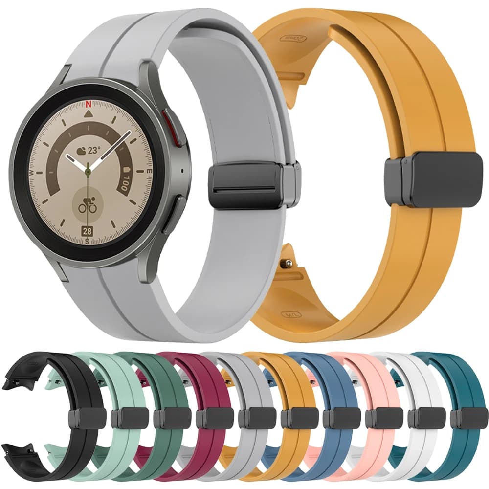 Original Silicone Magnetic Buckle Strap For Samsung Galaxy Watch 5 Pro 40/44mm 45mm Band Watch 6 Classic 43 47mm Sport Watchband