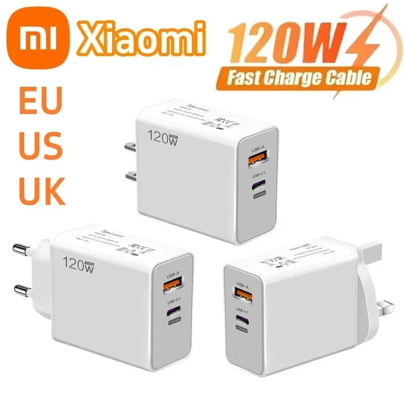 Xiaomi 120w Fast Charger USB C Super Quick Charging Adapter PD USB Mobile phone Charger For Iphone Huawei Laptop Tablet Macbook