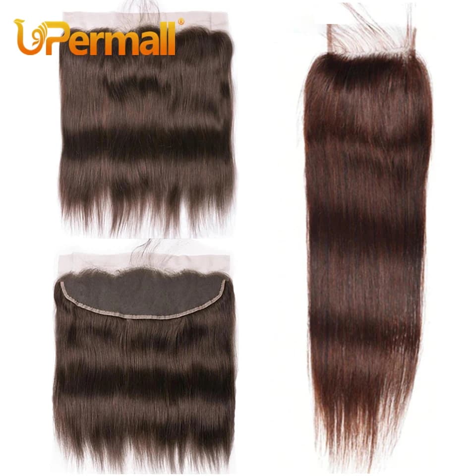 Upermall Chocolate Brown 13*6 13*4 Lace Frontal  Pre plucked Swiss Transparent 4x4 5x5 Closure #4 Human Hair Straight Body Wave
