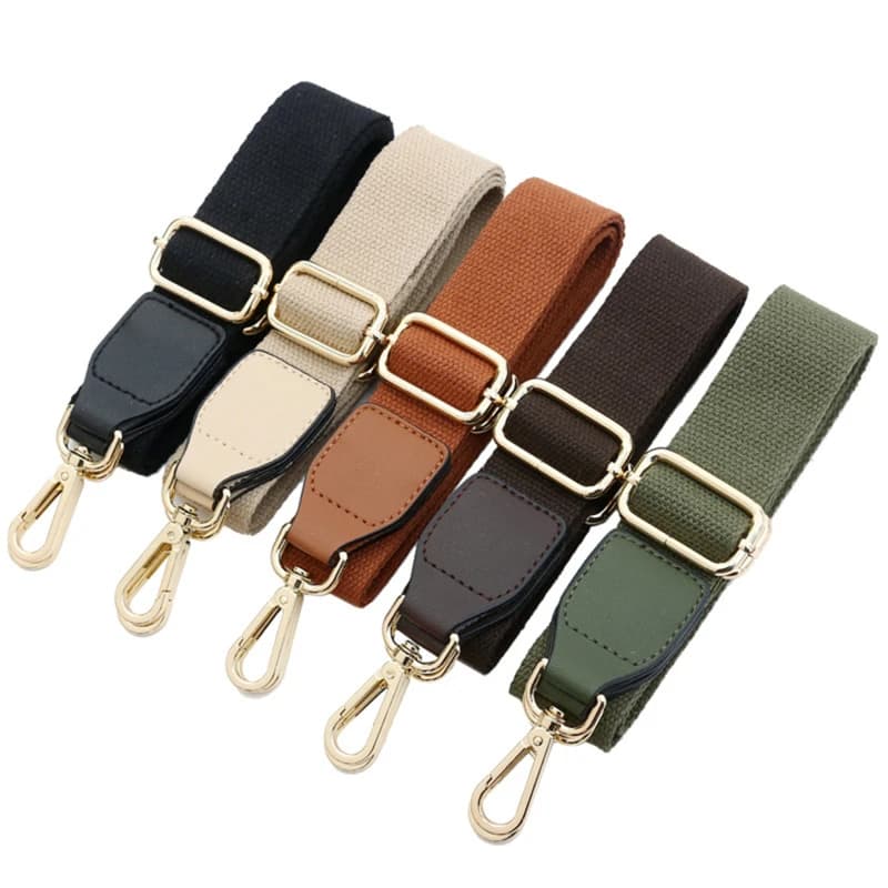 Wide Shoulder Straps Solid Color Cotton Webbing Pu Leather Adjustable Shoulder Messenger Bag Strap Accessory Supplies
