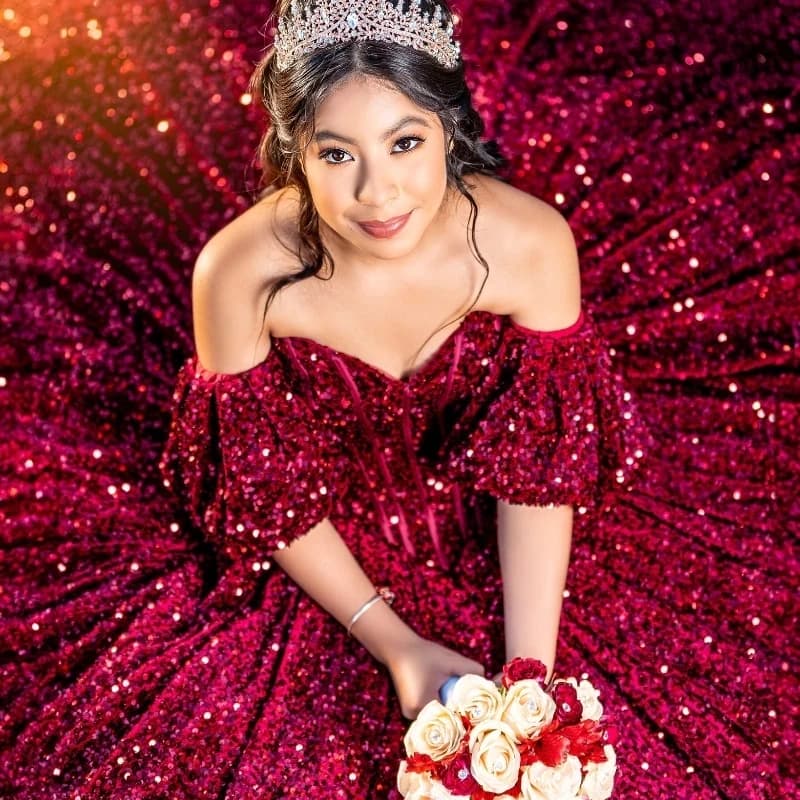 Wine Red Glitter Off The Shoulder Ball Gown Quinceanera Dresses Sweet 16 Princess Sequined Beads Prom Gowns Vestidos 15 De