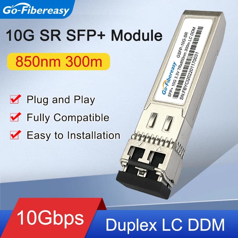 10Gb SFP Module Multimode 10GBASE-SR 850nm Dual LC Compatible with Ubiquiti/Mikrotik/Cisco SFP-10G-SR Fiber Optical Transceiver