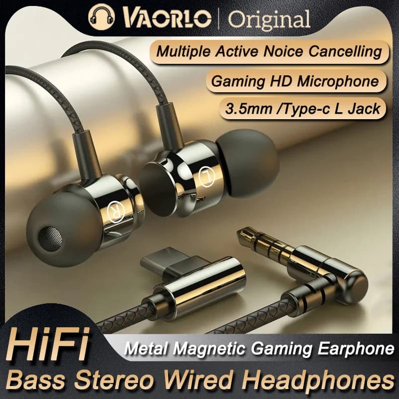 Magnetic Wired Gaming Headphone L jack HIIF Bass Stereo Music headset 3.5mm AUX/ type-c Earphone  for mobile phones and computer