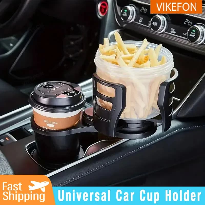 360 Rotating Car Cup Holder Multifunction 4 In 1 Adjustable Dual Cup Holder Expander Adapter  Car Cup Mount Mobile Phone Holder