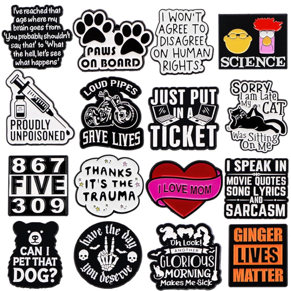 I Love Mom Quotation Cartoon Pin Lapel Pins for Backpacks Enamel Pin Cute Collar Badges Brooch Accessories Fashion Jewelry Gifts